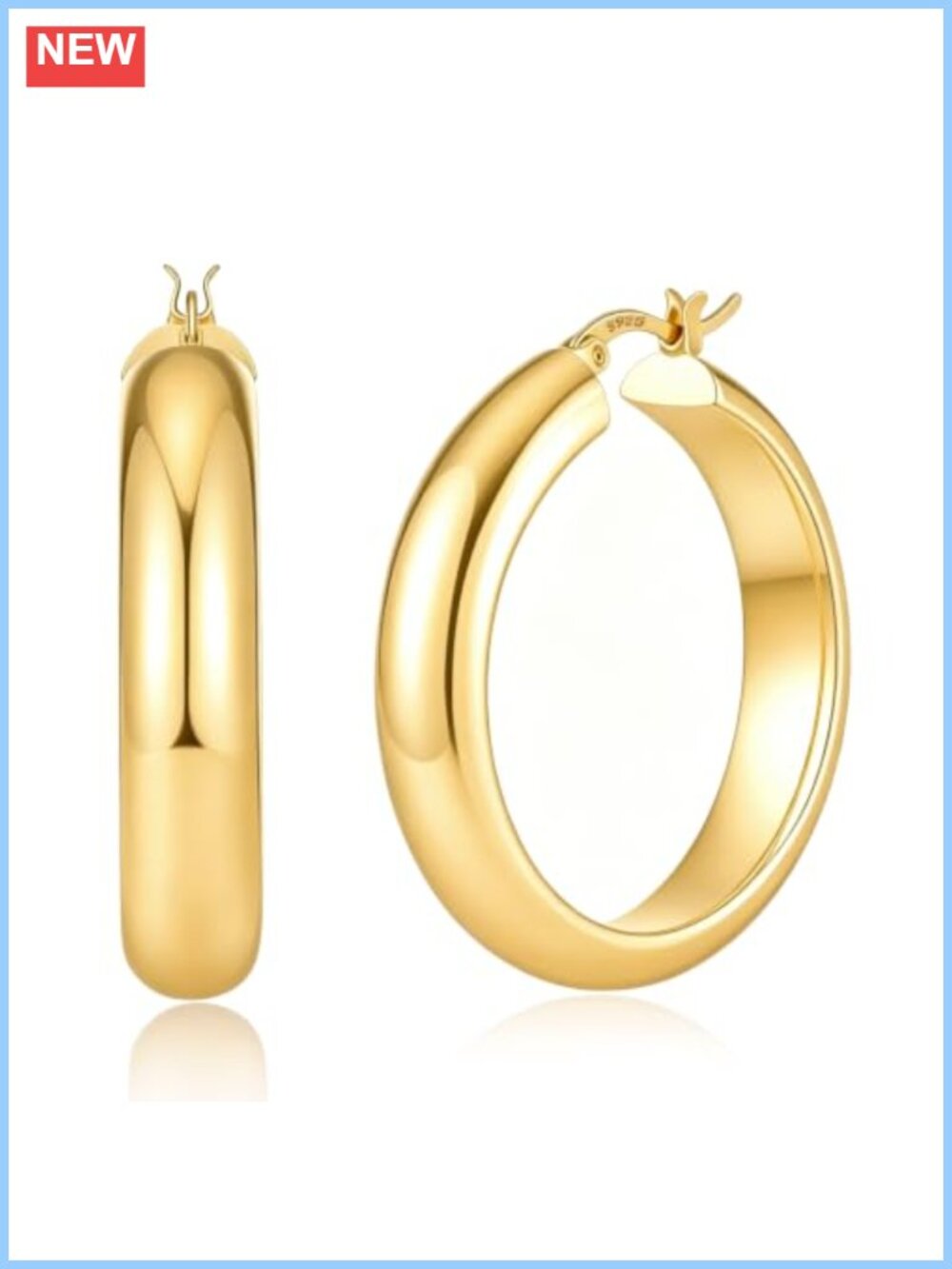 Chunky Gold Hoop Earrings Women 14K Gold Plated Large Lightweight